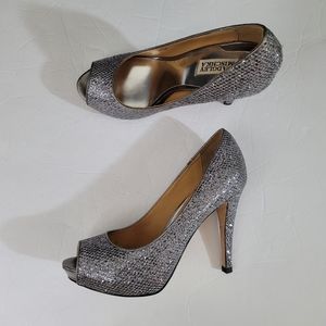Badgley Mischka Rhinestone Peep Toe Heels